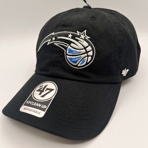 Orlando Magic 47 Brand Clean Up Hat Strap Back One Size Black NBA Basketball NEW